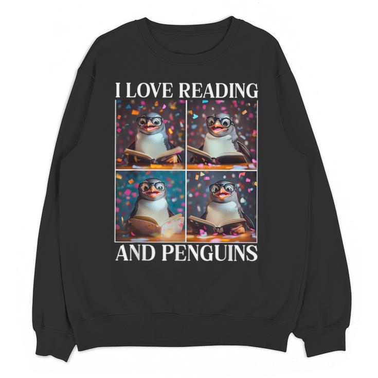 Penguin Love Reading And Penguins Child Book Lover Unisex Sweatshirt