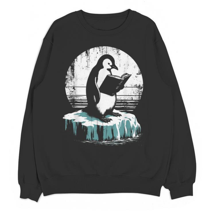 Penguin Reading A Book Vintage Graphic Bookworm Lover Unisex Sweatshirt