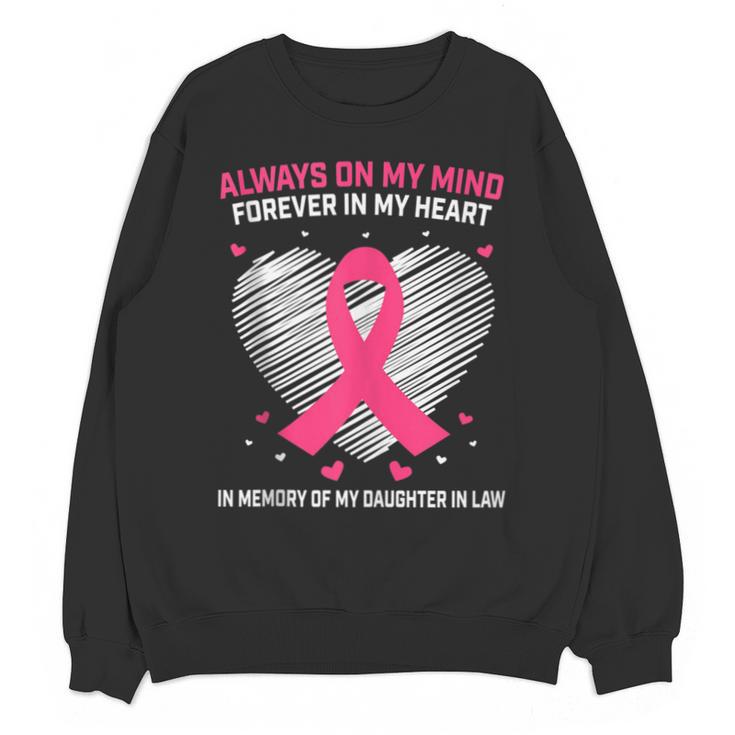 Pink In Memory Of Daughter In Law Breast Cancer Heart Print Unisex Sweatshirt