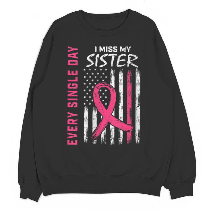 Pink In Memory Of Sister Breast Cancer Awareness Flag Unisex Sweatshirt