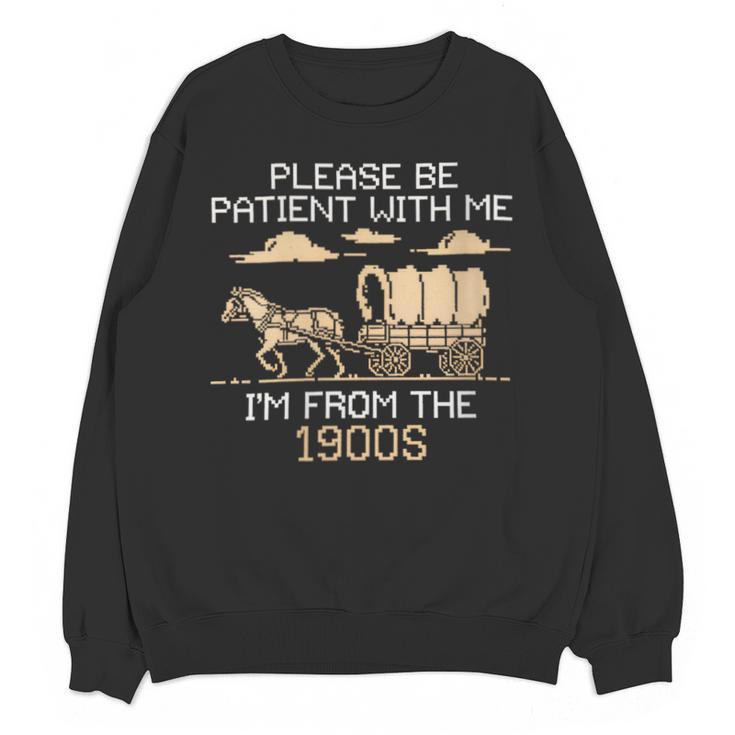 Please Be Patient I'm From The 1900s Retro Pixel Horse Wagon Unisex Sweatshirt