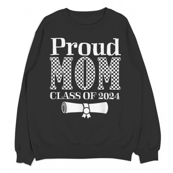 Proud Mom Of a 2024 Graduate Mama Checkered Graduation Unisex Sweatshirt