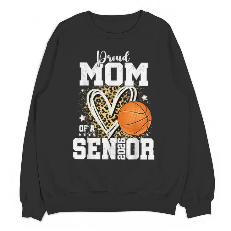 Proud Senior Mom Class Of 2026 Basketball Graduation Leopard Unisex Sweatshirt