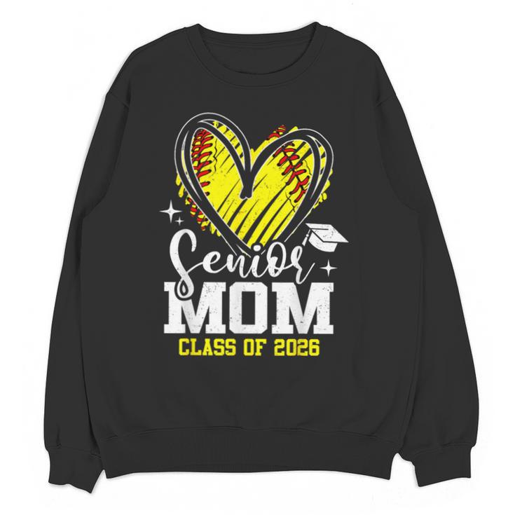 Proud Senior Mom Class Of 2026 Softball Graduation Heart Unisex Sweatshirt