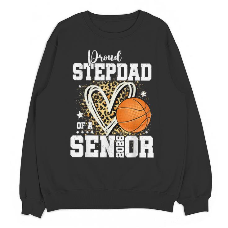 Proud Stepdad Of A 2026 Senior Basketball Graduation Leopard Unisex Sweatshirt