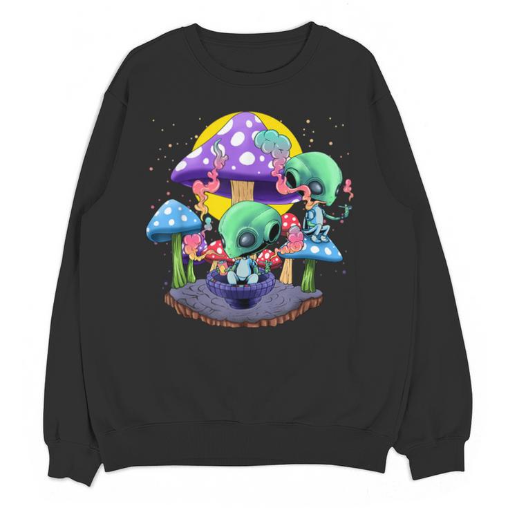 Psychedelic Alien Mushroom Nostalgia Groovy Vibe Hippie Unisex Sweatshirt