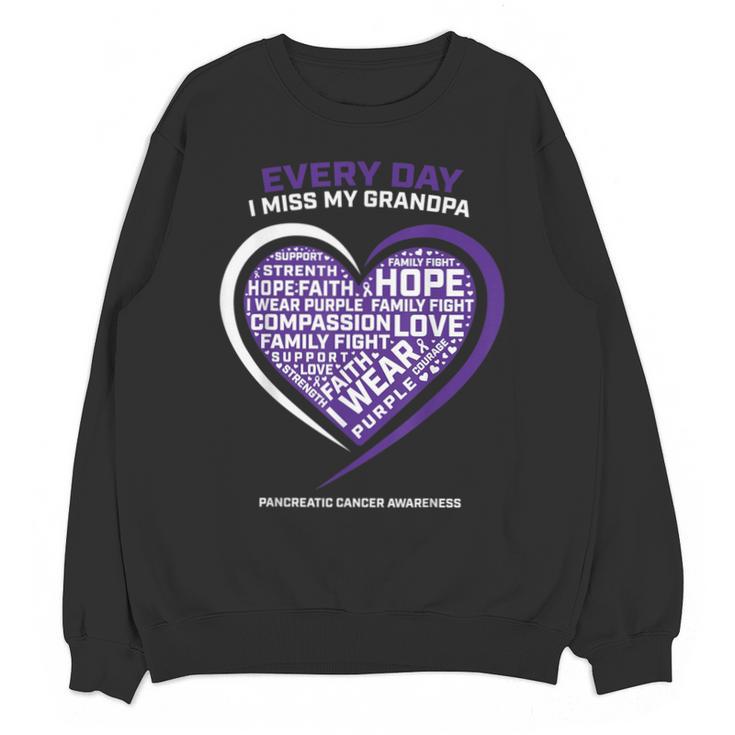Purple In Memory Of My Grandpa Pancreatic Cancer Awareness Unisex Sweatshirt