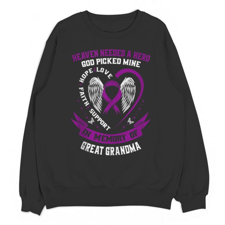 Purple In Memory Great Grandma Pancreatic Cancer Awareness Unisex Sweatshirt
