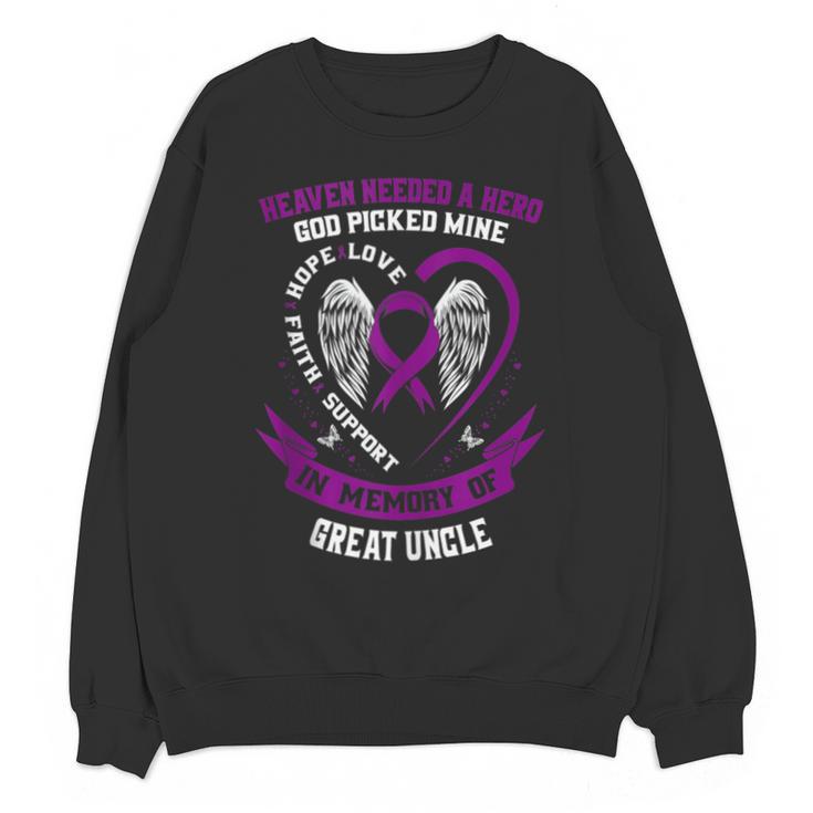 Purple In Memory Of Great Uncle Pancreatic Cancer Awareness Unisex Sweatshirt