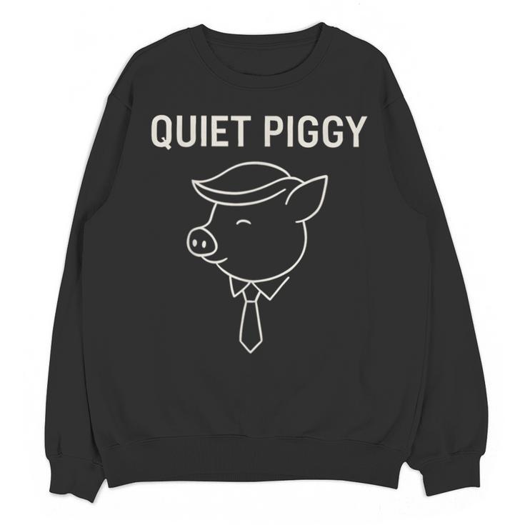 Quiet Piggy Introvert Media Humor Minimalist Line Art Unisex Sweatshirt