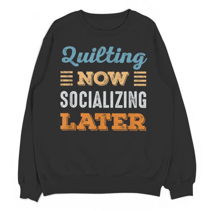 Quilting Now Minimal Socializing Introvert Vintage Unisex Sweatshirt