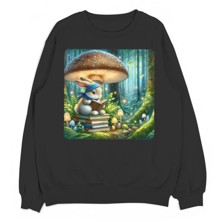 Rabbit Reading Book Under Large Mushroom Easter Bandana Unisex Sweatshirt