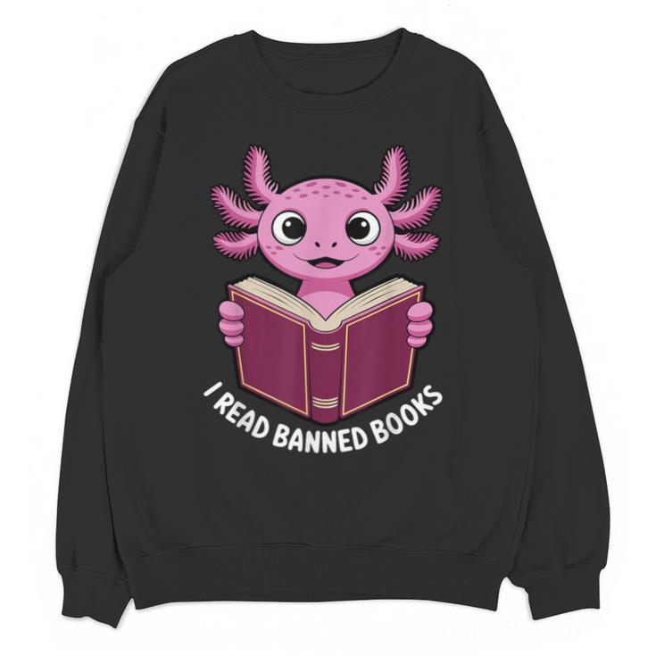 I Read Banned Books Axolotl Reading Unisex Sweatshirt