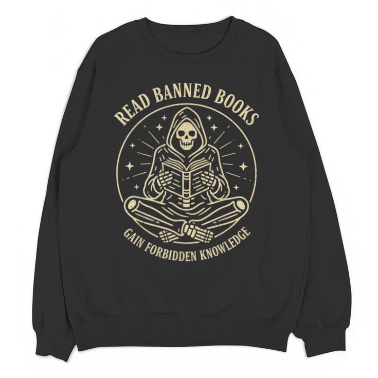 Read Banned Books Gain Forbidden Knowledge Skeleton Unisex Sweatshirt