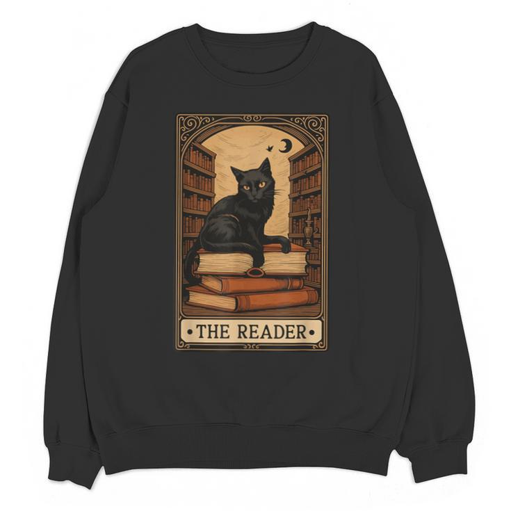 The Reader Cat Book Reading Halloween Tarot Card Unisex Sweatshirt
