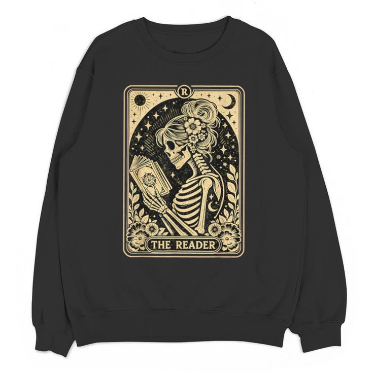 The Reader Tarot Card Book Lover Skeleton Reading Book Unisex Sweatshirt