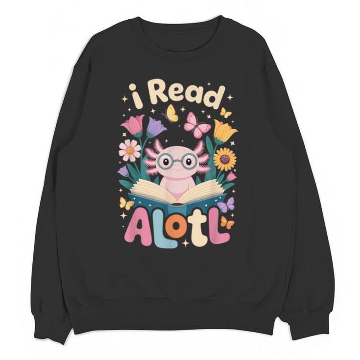 Reading Axolotl Book Lover Wildflowers Unisex Sweatshirt
