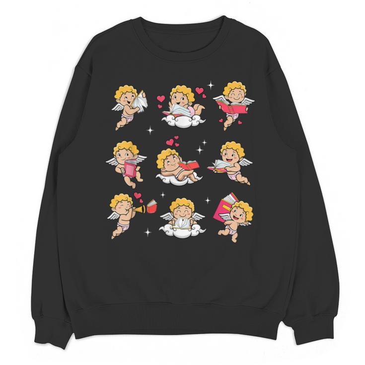 Reading Cupids Books Valentine's Day Teachers Book Lovers Unisex Sweatshirt
