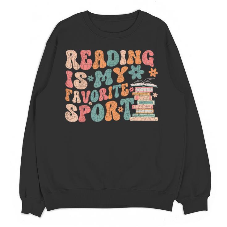 Reading Is My Favorite Sport Retro Groovy Book Lovers Unisex Sweatshirt