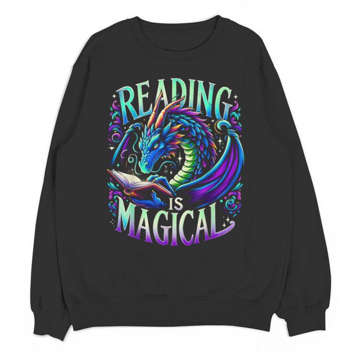 Reading Is Magical Dragon Tee Perfect For Book Lovers Kids Unisex Sweatshirt