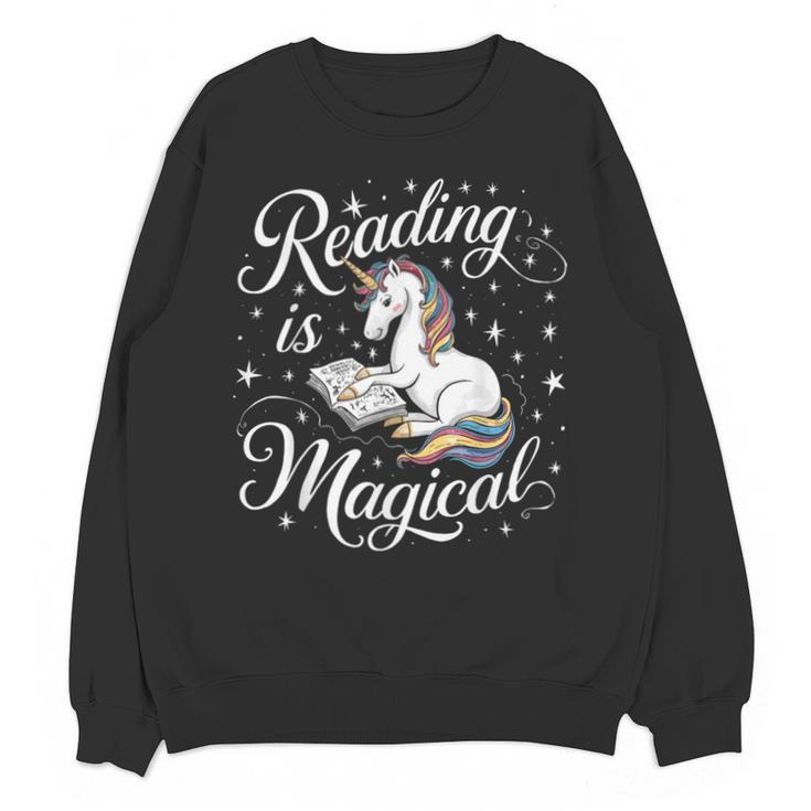 Reading Is Magical Unicorn Book Lover Fantasy Kids Unisex Sweatshirt