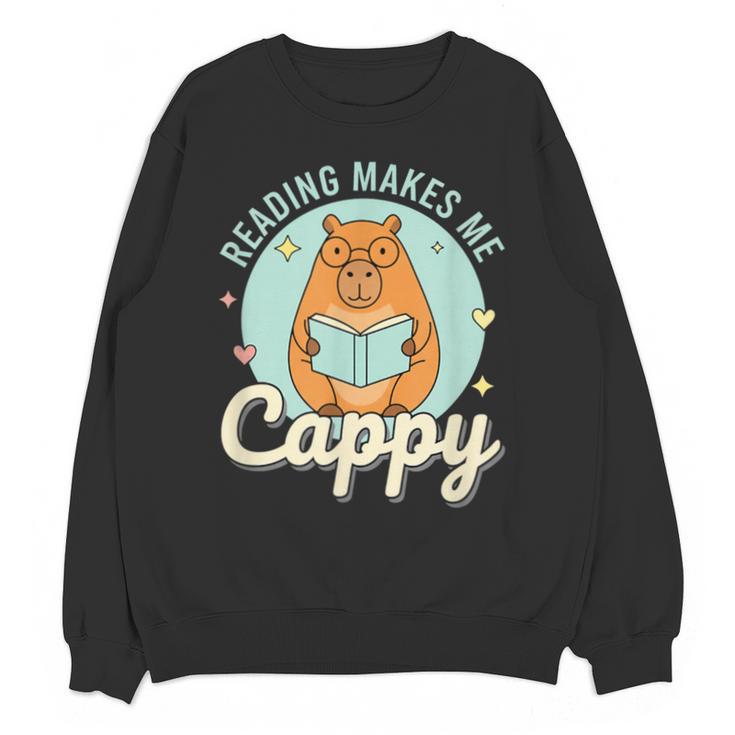 Reading Makes Me Cappy Bookworm Capybara Book Reading Unisex Sweatshirt