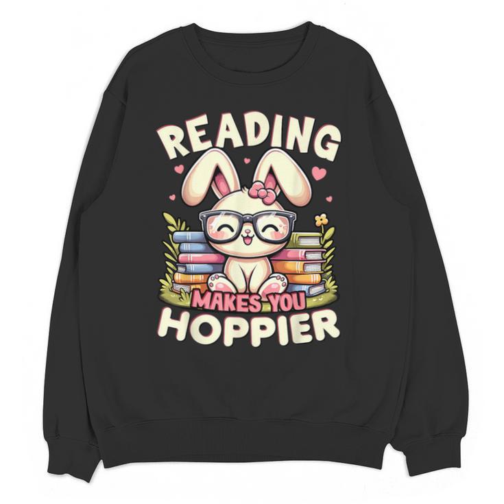 Reading Makes You Hoppier Bunny Book Fans Toddler Kid Unisex Sweatshirt