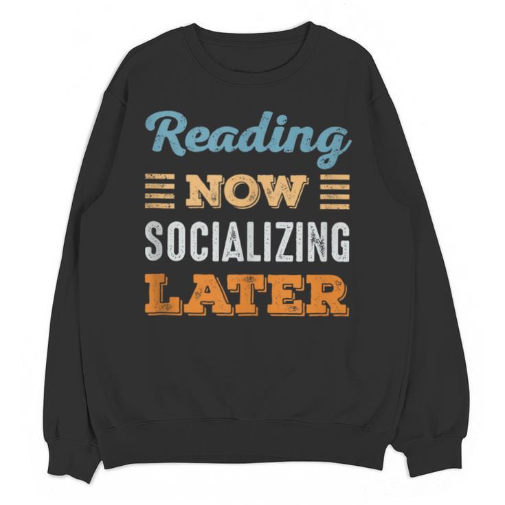 Reading Now Minimal Socializing Introvert Vintage Unisex Sweatshirt