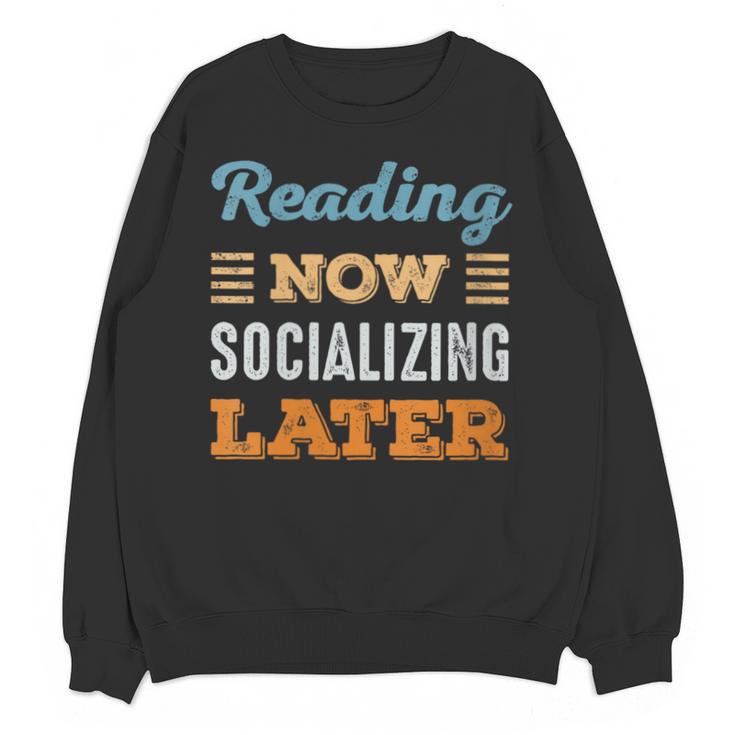 Reading Now Minimal Socializing Introvert Vintage Unisex Sweatshirt
