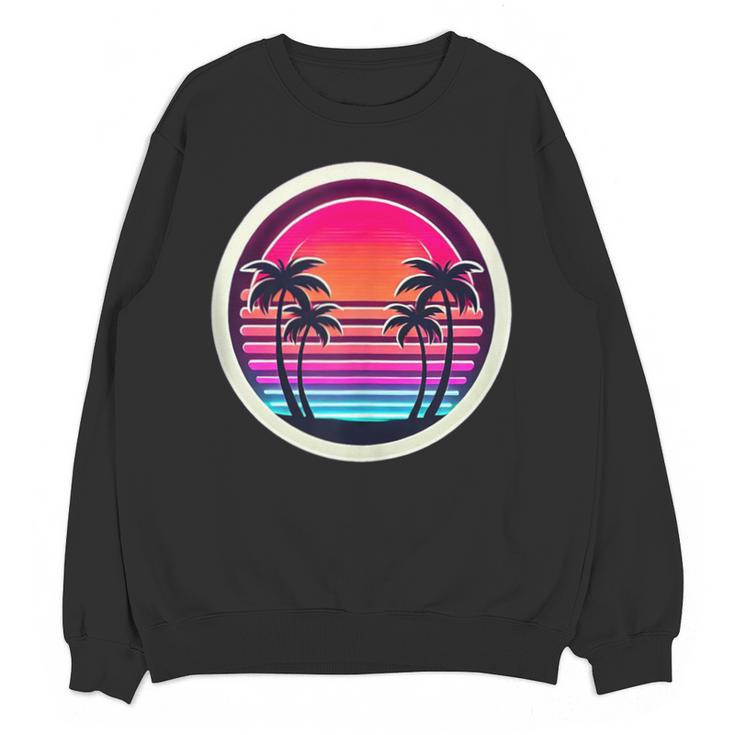 Retro 80s Synthwave Sunset & Palm Trees Retro Nostalgia 80s Unisex Sweatshirt