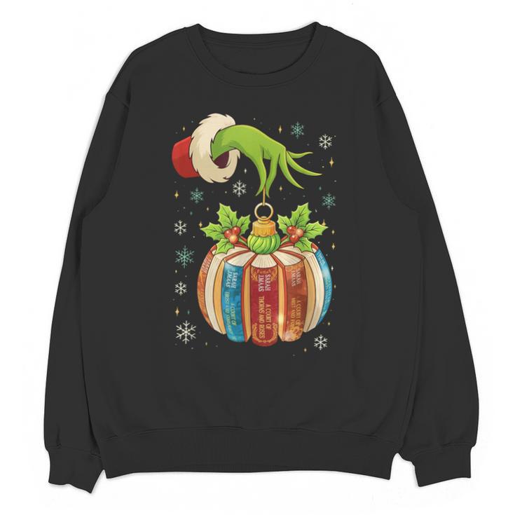 Retro Christmas Ornament Book Christmas Teacher Librarian Unisex Sweatshirt