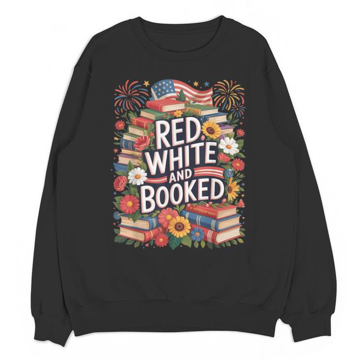 Retro Floral Red & Booked Library Reading 4th Of July Unisex Sweatshirt
