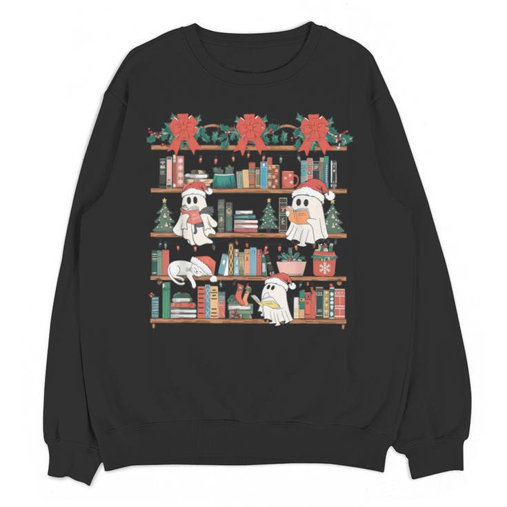 Retro Ghost Reading Book Teacher Librarian Bookish Christmas Unisex Sweatshirt