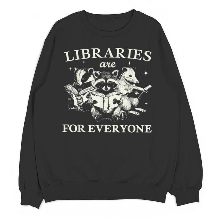 Retro Libraries Are For Everyone Racoon Reading Book Lover Unisex Sweatshirt