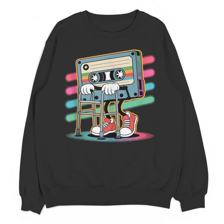 Retro Old Cassette Tape Cartoon With Walker Nostalgia Unisex Sweatshirt