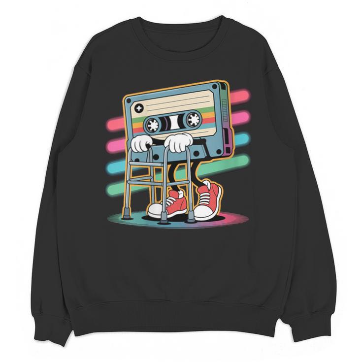 Retro Old Cassette Tape Cartoon With Walker Nostalgia Unisex Sweatshirt