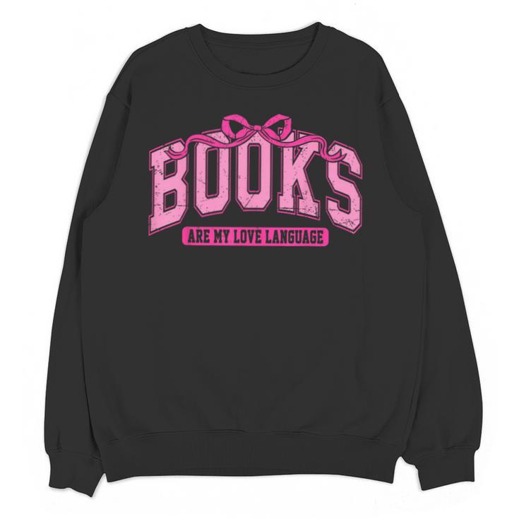 Retro Pink Coquette Bow Valentine Book Lover Varsity Unisex Sweatshirt