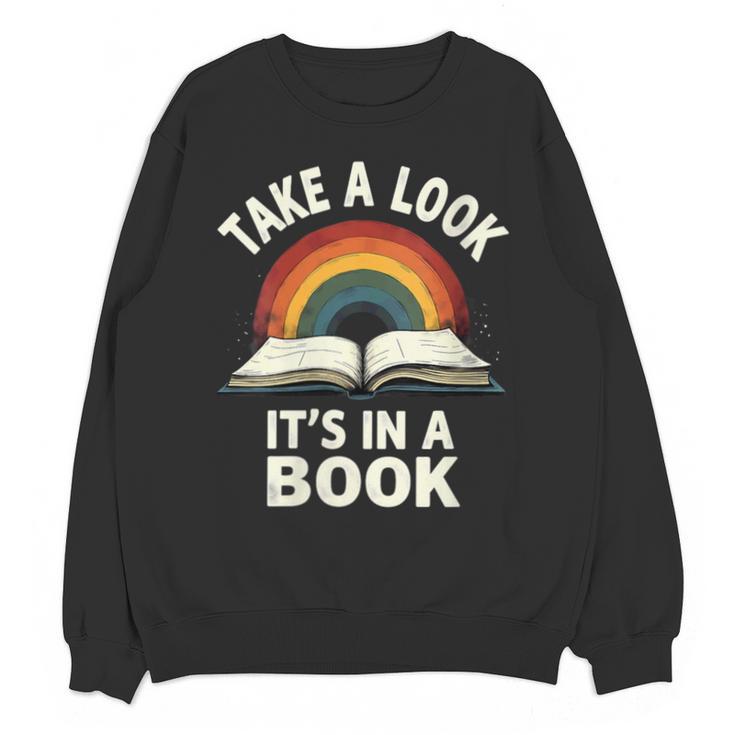 Retro Rainbow Take A Look It's In A Book Reading Unisex Sweatshirt