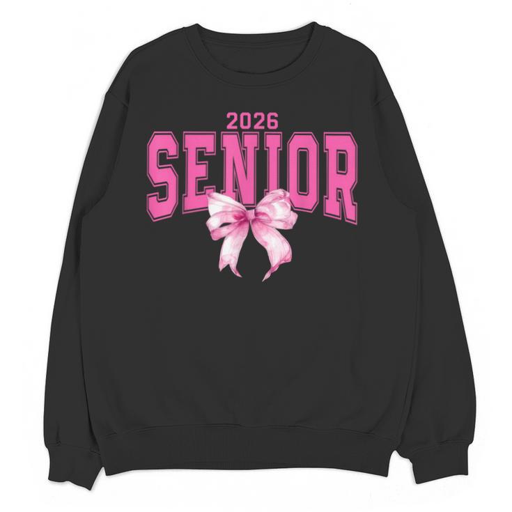 Retro Senior 2026 Class Of 2026 Coquette Pink Bow Graduation Unisex Sweatshirt
