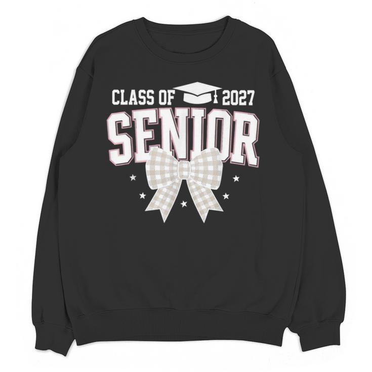 Retro Senior 2027 Girl Coquette Bow Class Of 2027 Graduation Unisex Sweatshirt