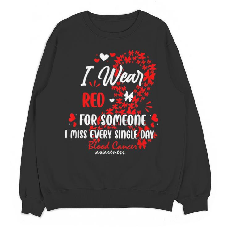 Ribbon Blood Cancer Angel Memory Support Dad Mom Red Unisex Sweatshirt