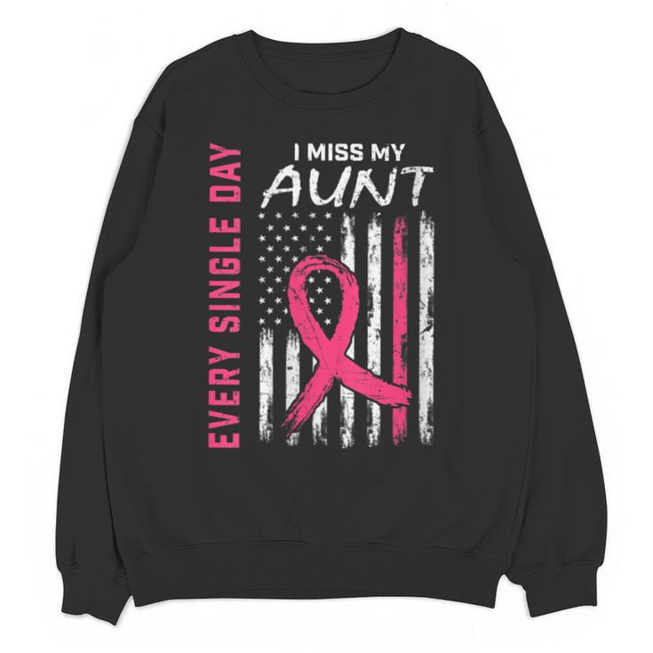 RIP Memorial In Memory Of Aunt Breast Cancer Awareness Flag Unisex Sweatshirt