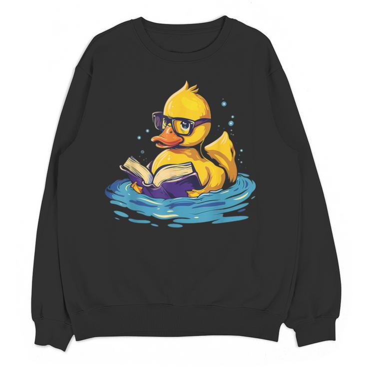 Rubber Duck Reading Book Swim Rubber Duckling Rubber Duckie Unisex Sweatshirt