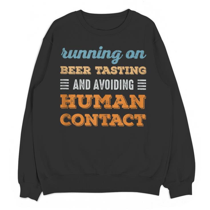 Running On Beer Tasting Social Introvert Humor Vintage Unisex Sweatshirt