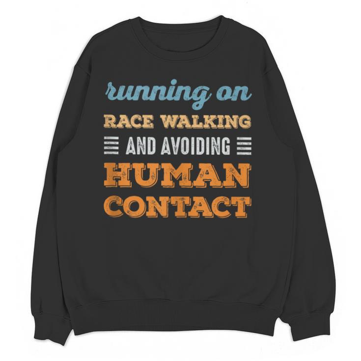 Running On Race Walking Social Introvert Humor Vintage Unisex Sweatshirt