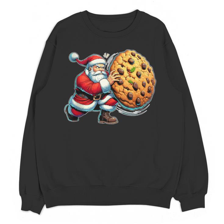 Santa Holding Cookie Xmas Baker Introvert Christmas Unisex Sweatshirt