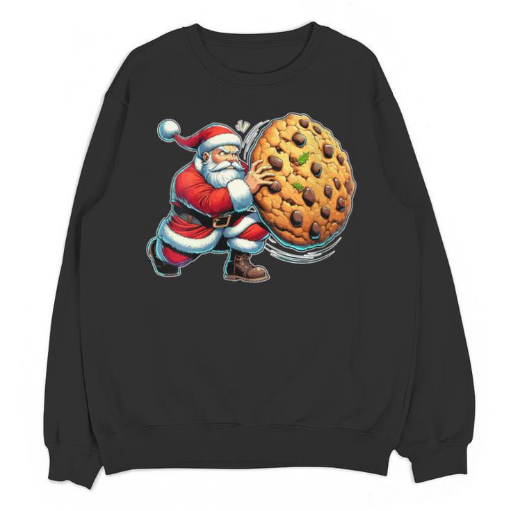 Santa Holding Cookie Xmas Baker Introvert Christmas Unisex Sweatshirt