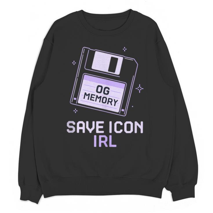 Save Icon IRL Retro Tech Humor Floppy Disk 90s Nostalgia Unisex Sweatshirt