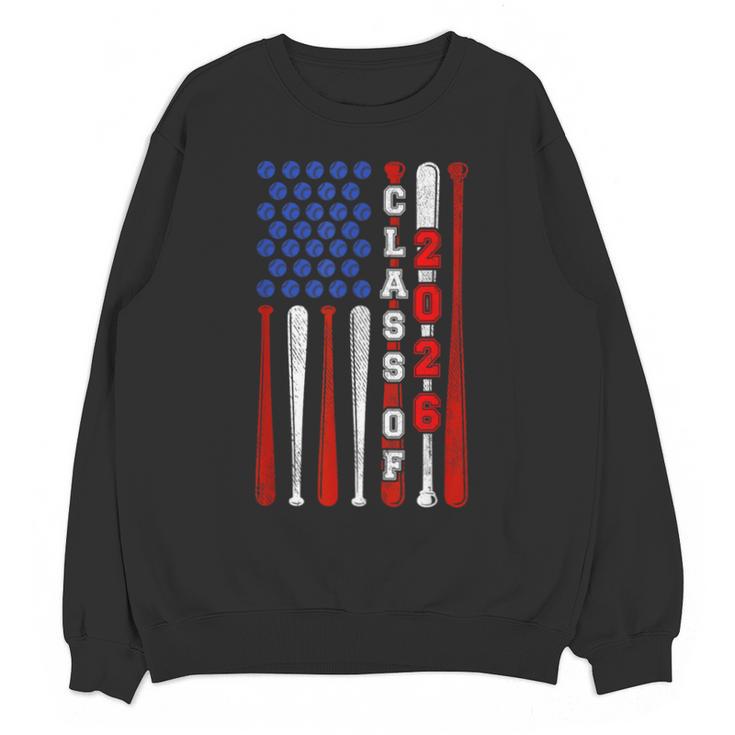 Senior 2026 Baseball American Flag Class Of 2026 Graduation Unisex Sweatshirt