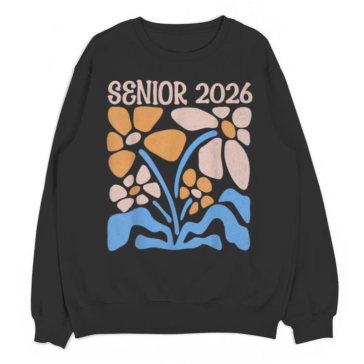 Senior 2026 Retro Groovy Flowers Graduation Unisex Sweatshirt